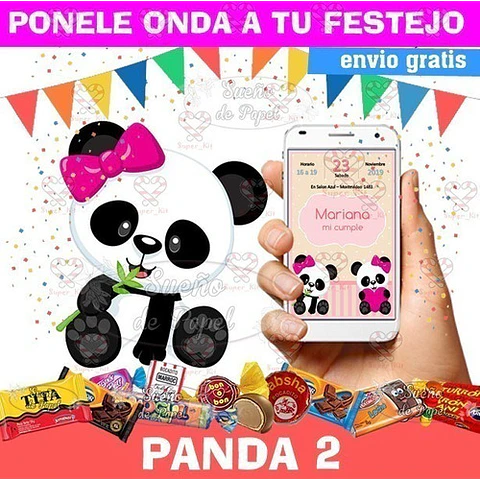 Kit Imprimible Osito Panda Mod 2 Editable