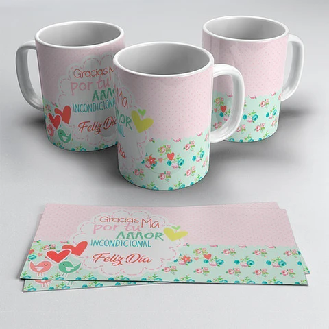 Plantillas Sublimación Tazas Set De Mate - Día De La Madre