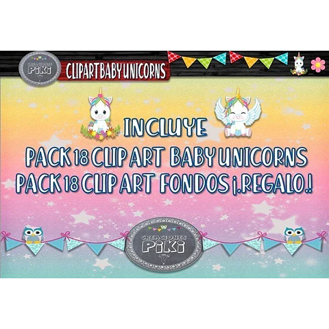 Pack Imágenes Clipart Bebes Unicornio Baby Unicorns + Regalo