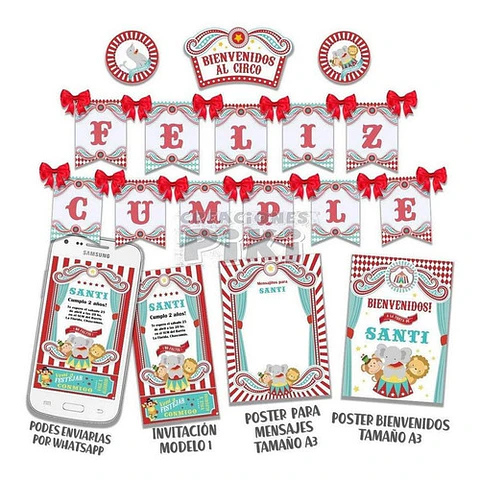 Kit Imprimible Candy Bar Circo Vintage El Mas Completo