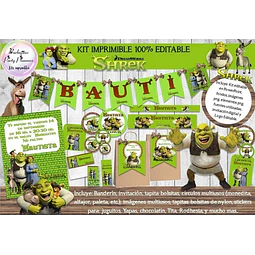 Kit Imprimible Candy Bar Shrek 100% Editable