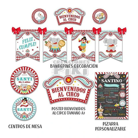 Kit Imprimible Candy Bar Circo Vintage El Mas Completo