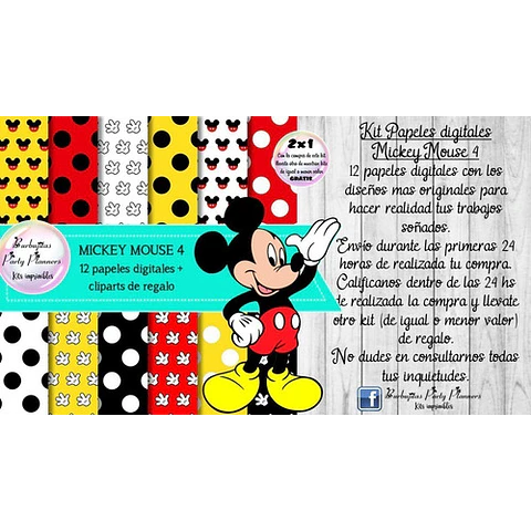 Papeles Fondos Digitales Mickey Mouse 4 Kit Imprimible