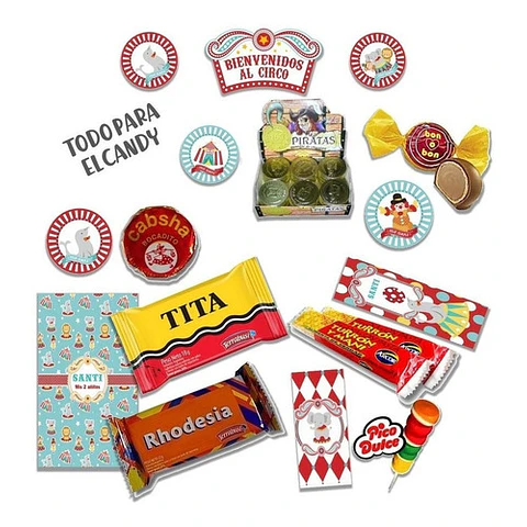 Kit Imprimible Candy Bar Circo Vintage El Mas Completo
