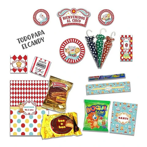Kit Imprimible Candy Bar Circo Vintage El Mas Completo