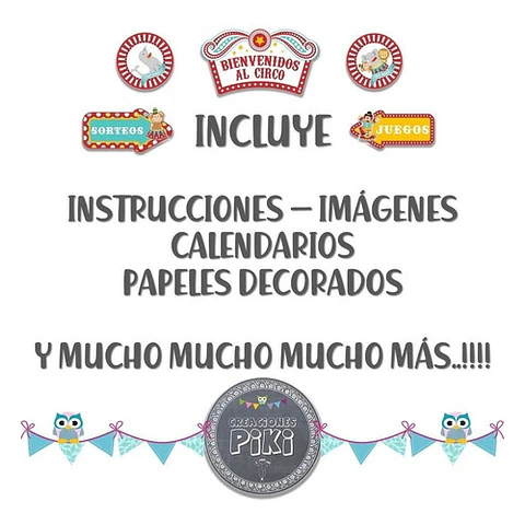 Kit Imprimible Candy Bar Circo Vintage El Mas Completo