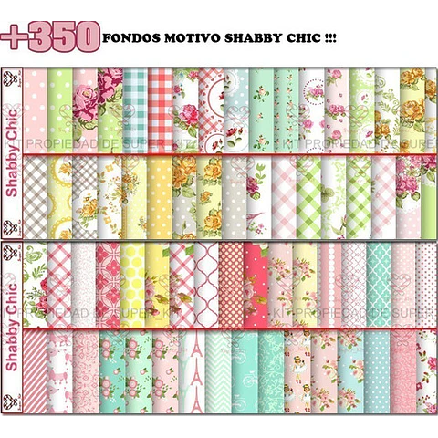 Kit Imprimible Shabby Chic Pack De Fondos