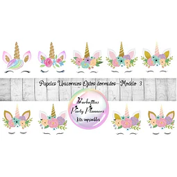 Unicornios Ojitos Dormidos Mod. 3 - Kit Imprimibles