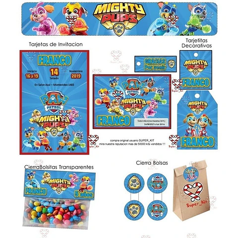 Kit Imprimible Paw Patrol Mighty Pups Patrulla Canina