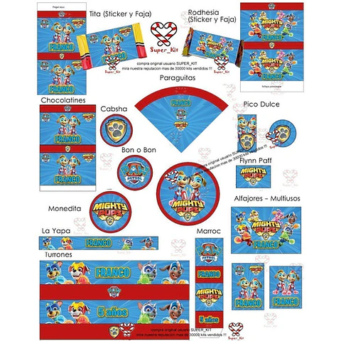 Kit Imprimible Paw Patrol Mighty Pups Patrulla Canina