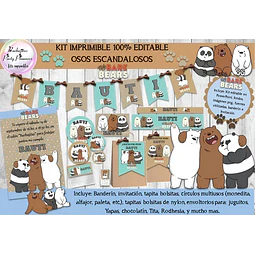 Kit Imprimible Candy Bar Osos Escandalosos 100% Editable