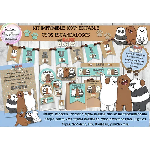 Kit Imprimible Candy Bar Osos Escandalosos 100% Editable