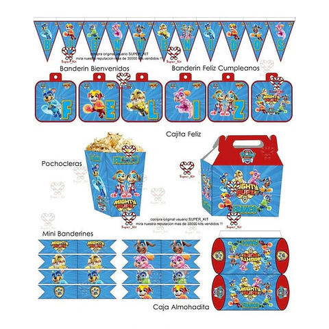 Kit Imprimible Paw Patrol Mighty Pups Patrulla Canina
