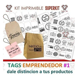 Kit Imprimible Tags Emprendedor Mod 1 Destaca Tus Envios!
