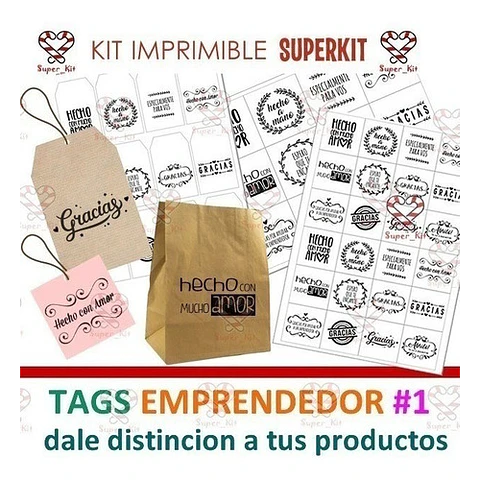 Kit Imprimible Tags Emprendedor Mod 1 Destaca Tus Envios!