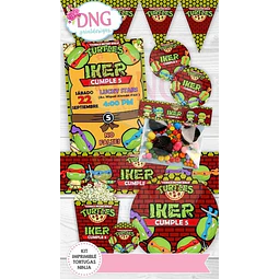 Kit Imprimible Invitaciones Candy Bar Png / Tortugas Ninjas