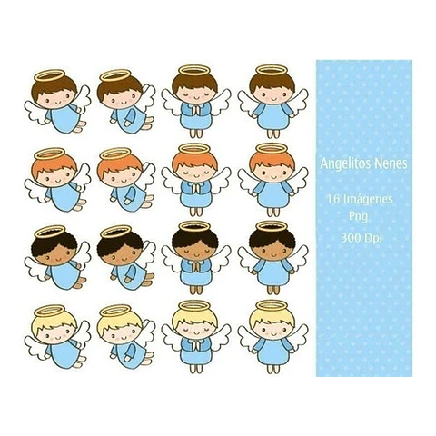 Kit Imprimible Angelitos Nenes 16 Imágenes