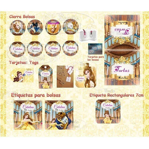 Kit Imprimible La Bella Y La Bestia Editable