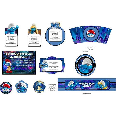 Kit Imprimible Candy Bar Los Pitufos El Mas Completo
