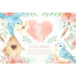 Cliparts Imagenes Png Pajaritos Amor Acuarelas Es26