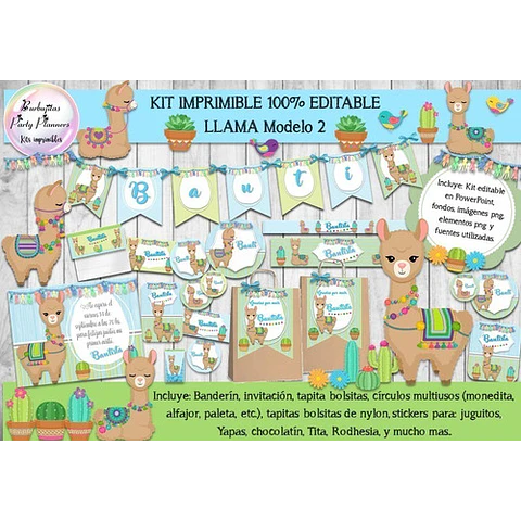 Kit Imprimible Candy Bar Llama Llamas Mod.2 100% Editable