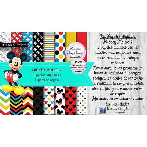 Papeles Fondos Digitales Mickey Mouse 2 Kit Imprimible