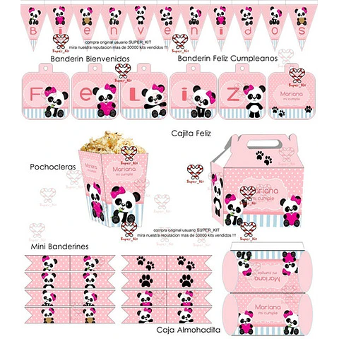 Kit Imprimible Osito Panda Editable