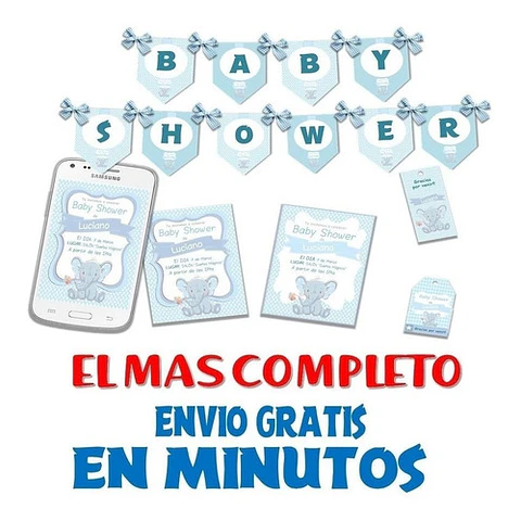Kit Imprimible Candy Bar Baby Shower Elefante Bebe Nene Full