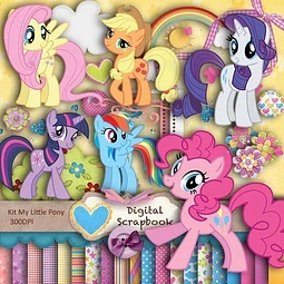 Kit Imprimible Mi Little Pony 6 Png - 21 Fondos 114 Elementos 