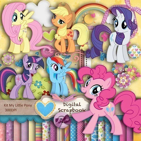 Kit Imprimible Mi Little Pony 6 Png - 21 Fondos 114 Elementos 