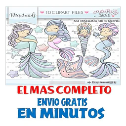 Pack Imágenes Hd Clipart Mar Tierna Sirena Sirenita Caperuza