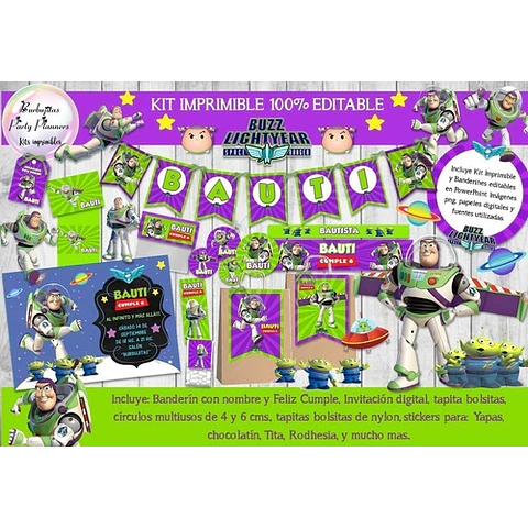 Kit Imprimible Candy Buzz Lightyear Toy Story 100% Editable