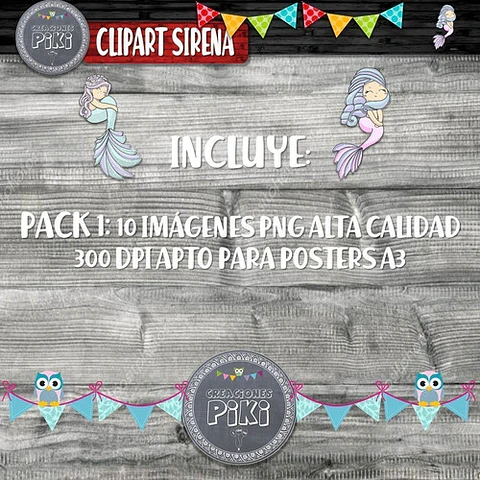 Pack Imágenes Hd Clipart Mar Tierna Sirena Sirenita Caperuza