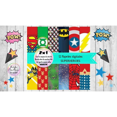 Papeles Digitales Superheroes Kit Imprimible