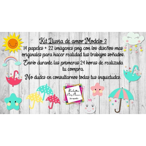 Cliparts Y Papeles Lluvia De Amor Mod. 3  Kit Imprimible