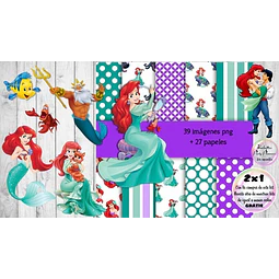 Cliparts Y Papeles Ariel La Sirenita Kit Imprimible