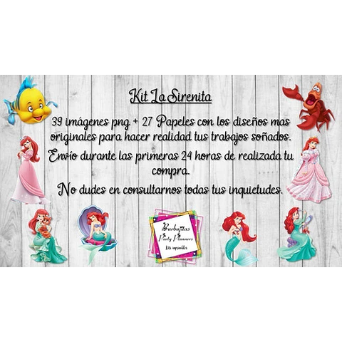 Cliparts Y Papeles Ariel La Sirenita Kit Imprimible