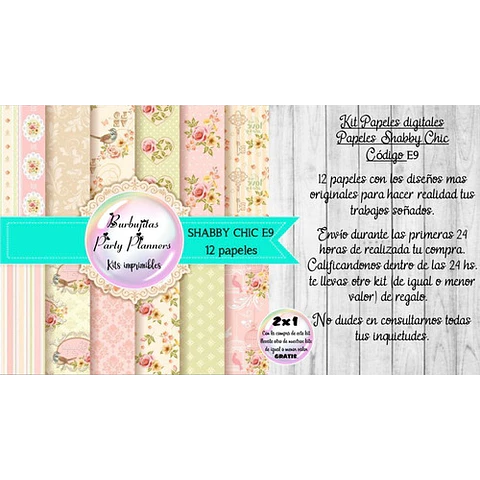 Papeles Digitales Fondos Shabby Chic Rosa Y Verde Agua E9