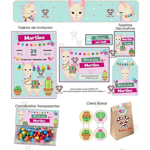 Kit Imprimible Llamas Y Cactus Llamita Editable