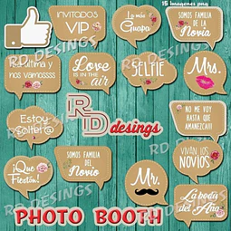 Kit Imprimible Photo Props Boda - 1 - 15 Imagenes Png