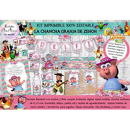 Kit Imprimible La Chancha La Granja De Zenon 100% Editable