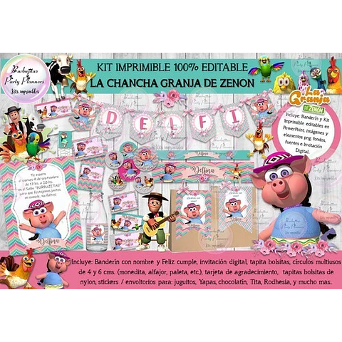 Kit Imprimible La Chancha La Granja De Zenon 100% Editable