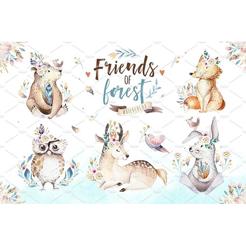 Cliparts Png Animales Del Bosque Acuarela Watercolor Pa21