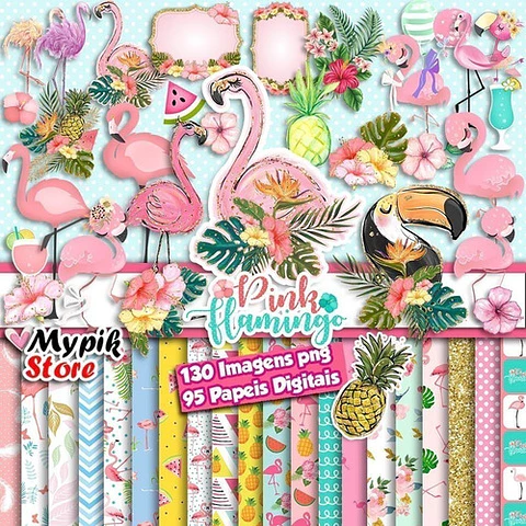 Papeles Y Cliparts Png Flamencos Flamingos Kit Imprimible