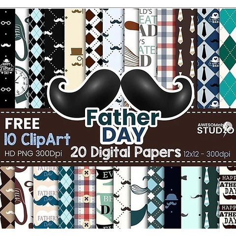 Papeles Y Cliparts Dia Del Padre Bigote Corbata Pc1