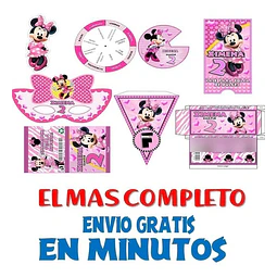 Kit Imprimible Candy Bar Minnie Rosa El Mas Completo