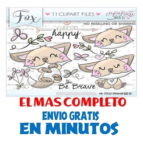 Pack Imágenes Hd Clipart Tierna Zorrita Amorosa Caperuza