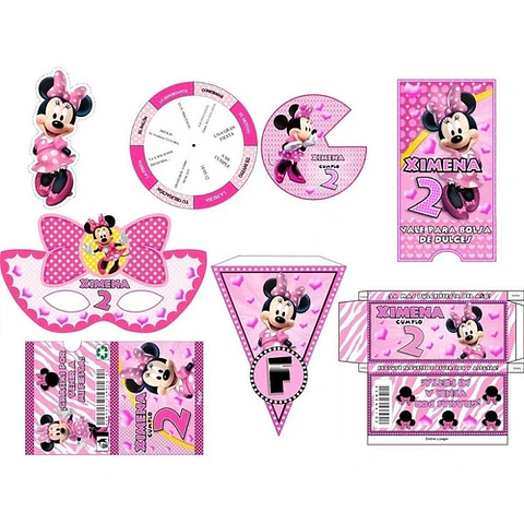 Kit Imprimible Candy Bar Minnie Rosa El Mas Completo