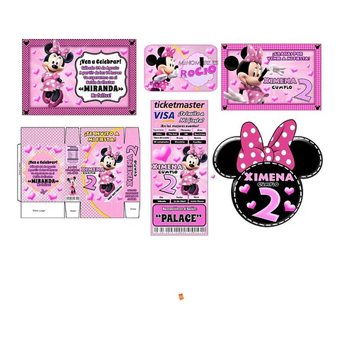 Kit Imprimible Candy Bar Minnie Rosa El Mas Completo