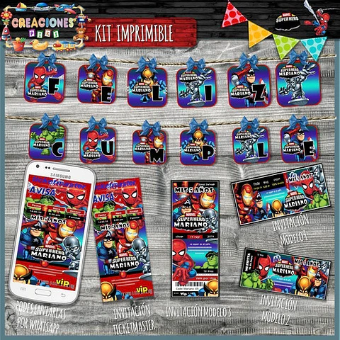Kit Imprimible Candy Bar Marvel Squad Héroes El Mas Completo